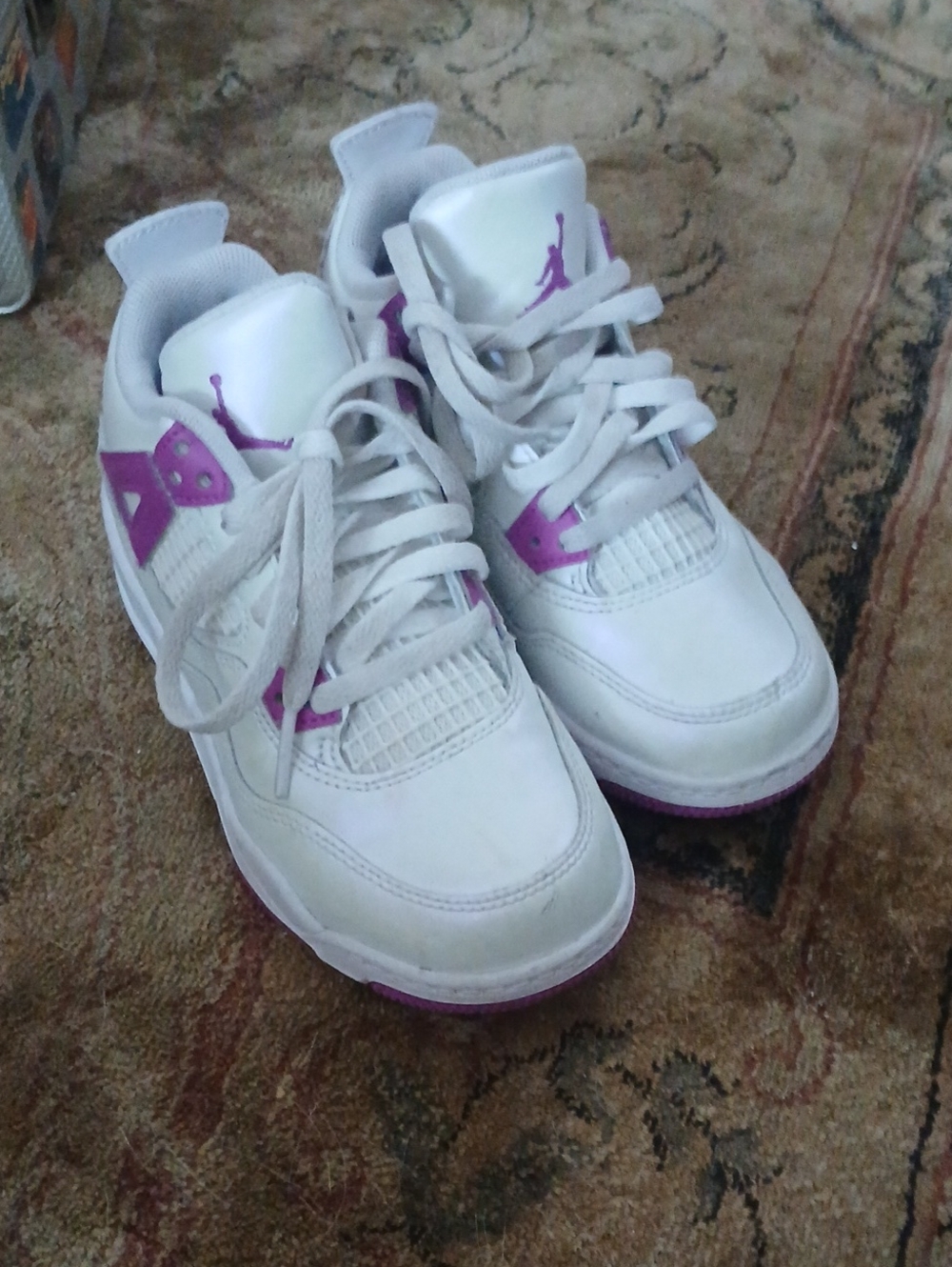 Jordans White & Purple Girls Sneakers